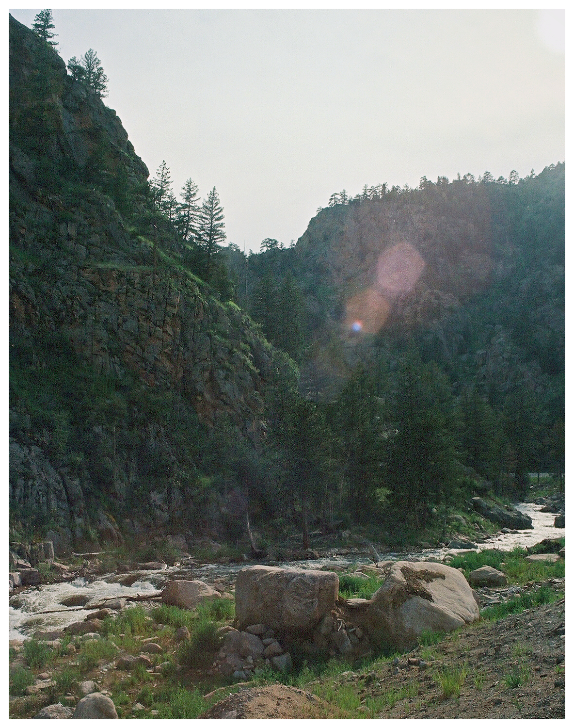 A creek running through a wooded landscape